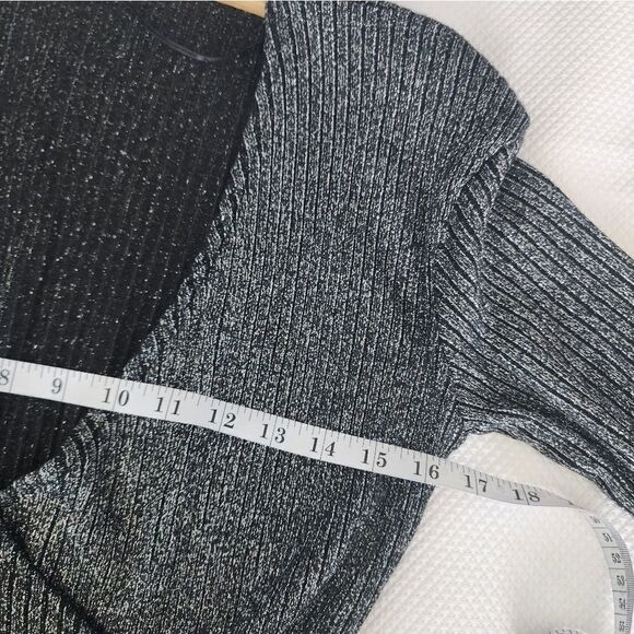 Zara true wrap metallic long sleeve ribbed knit cardigan style blouse - Picture 9 of 16